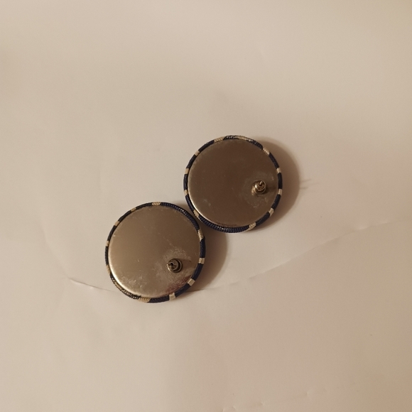 Vintage Stars & Stripes  Gold & Blue Earrings Patriotic Militaria 80's - Picture 3 of 3